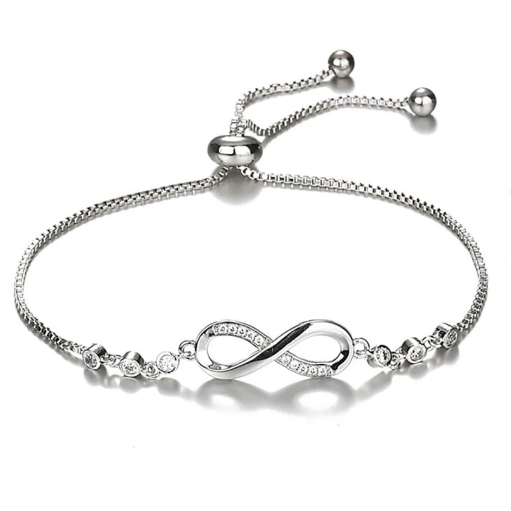 Silver and Rhinestone Infinity Adjustable Bracelet